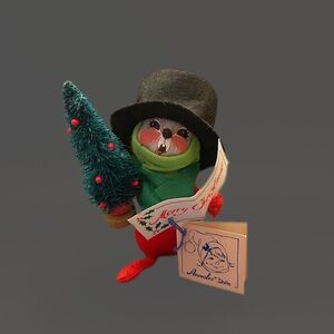 Vintage Annalee Mobilitee Christmas Mouse Caroler w/ Tree & Tag